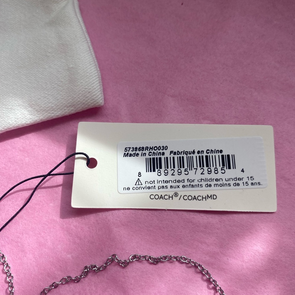 Coach Silver Heart Charm Necklace - Picture 5 of 6